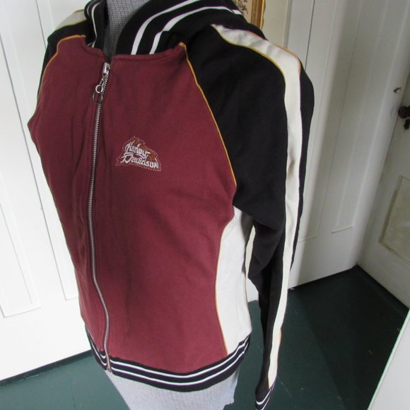 HARLEY DAVIDSON Black/Burgundy Full Zip Hoodie - Picture 3 of 8